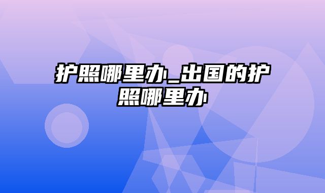 护照哪里办_出国的护照哪里办