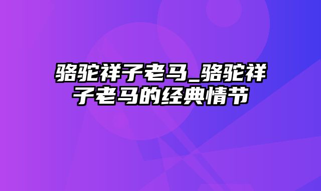 骆驼祥子老马_骆驼祥子老马的经典情节