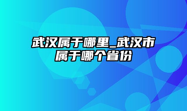 武汉属于哪里_武汉市属于哪个省份