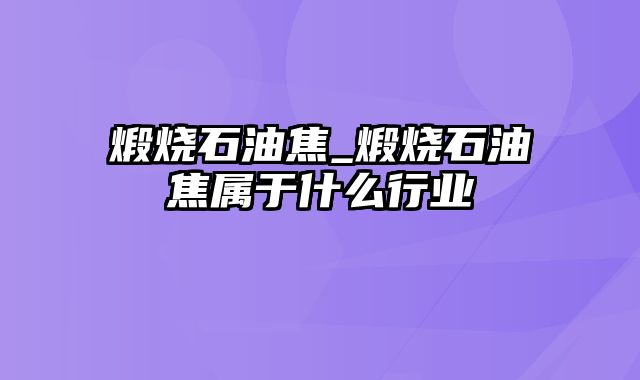 煅烧石油焦_煅烧石油焦属于什么行业