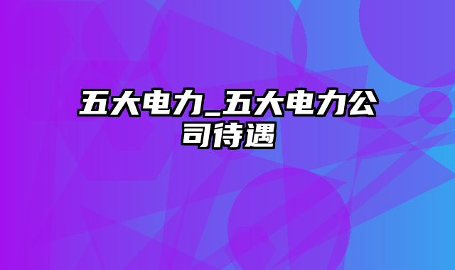 五大电力_五大电力公司待遇