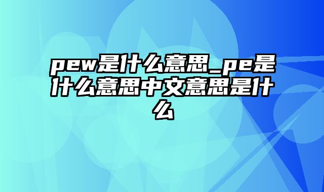 pew是什么意思_pe是什么意思中文意思是什么