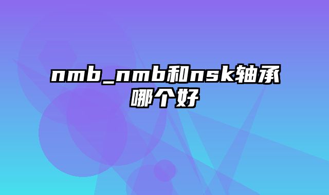 nmb_nmb和nsk轴承哪个好