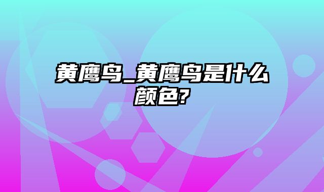 黄鹰鸟_黄鹰鸟是什么颜色?