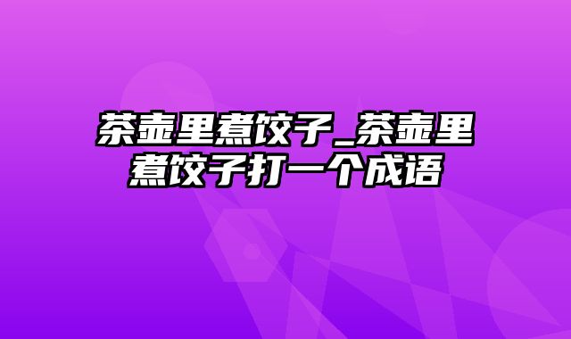 茶壶里煮饺子_茶壶里煮饺子打一个成语