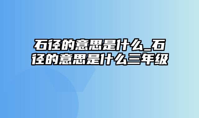 石径的意思是什么_石径的意思是什么三年级