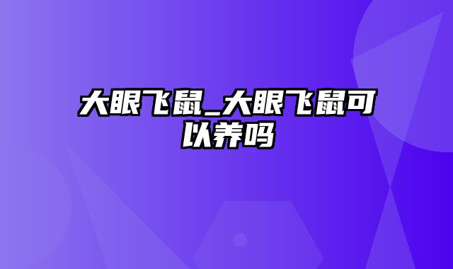 大眼飞鼠_大眼飞鼠可以养吗